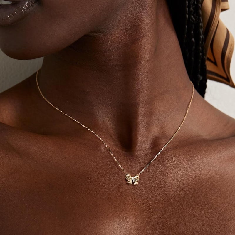 Risamil Store 14K Gold Plated Necklace for Women - Bow Necklace - Dainty Necklace Cute Small Tiny Bow Pendant Choker Chain Necklace Trendy Necklaces for Women Jewelry Gift - Image 5